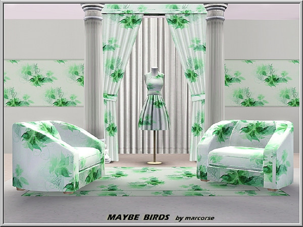 Sims 3 — Maybe Birds_marcorse by marcorse — Abstract pattern: an abstract design in greens that may or may not be birds.