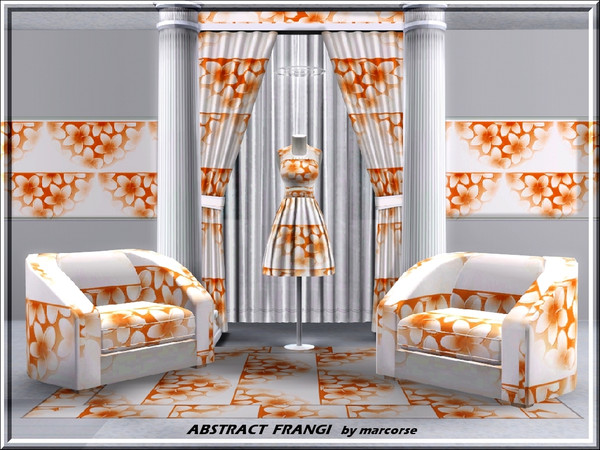 Sims 3 — Abstract Frangi_marcorse by marcorse — Abstract pattern: triangular shapes filled with orange/brown frangipani