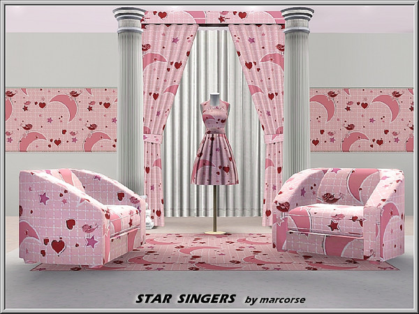 Sims 3 — Star Singers_marcorse by marcorse — Themed pattern: little birds, crescent moons, hearts and stars for girls
