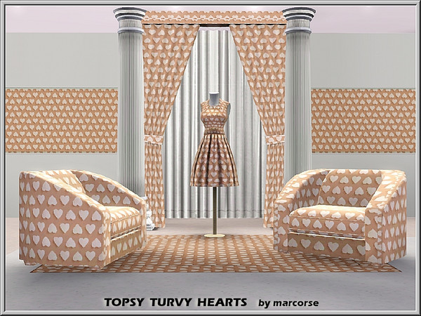 Sims 3 — TopsyTurvy Hearts_marcorse by marcorse — Themed pattern: small hearts in a top and tail design on soft almond