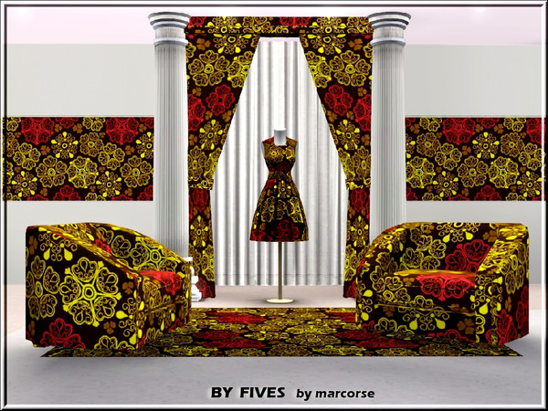 Sims 3 — By Fives_marcorse by marcorse — Abstract pattern: abstract floral elements in choc box colours