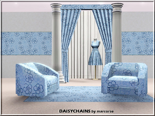 Sims 3 — Daisychains_marcorse by marcorse — Fabric pattern: daisychains design in blue