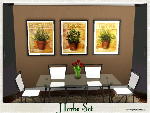 Sims 3 —  Herbs Set by mightyfaithgirl — This Set of 3 paintings of Herbs Rosemary , Thyme and Sage will not only add