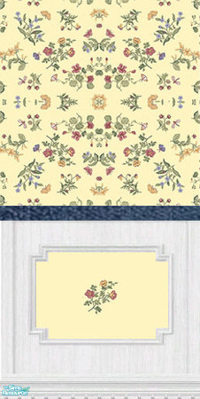 Sims 2 — Summer Breeze Bathroom - Wallpaper by Riverwillows — Lovely wallpaper featuring summer flowers, and white