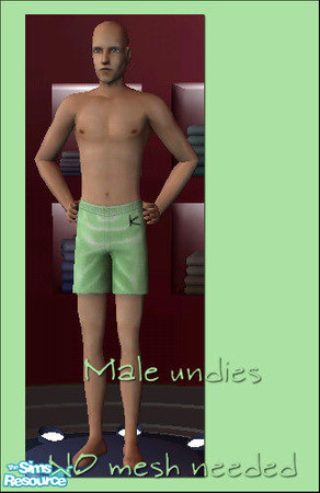 Sims 2 — Green Male Undies by Kiko - 01 by Kikowiko — Plain green underwear Part of my Green Retro set.