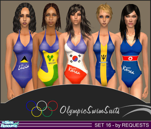 Sims 2 — Olympic SwimSuits - SET 16 by GenoPosts.com — As promised, the second set of women Olympic SwimSuits! Those who