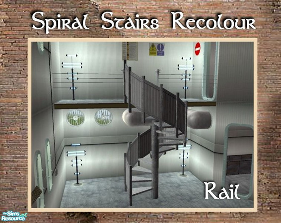 Sims 2 — Spiral Stairs Recolor - Metal Panel Rail by Cyclonesue — This is a recolour of the RAIL ONLY (download the