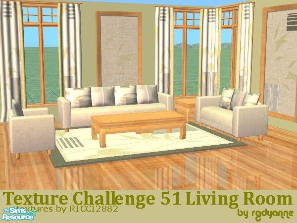 Sims 2 — Texture Challenge 51 - Living Room by rgdyanne — Simple living room set includes recolors of the following: