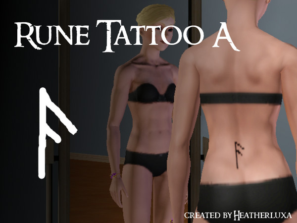 Sims 3 — Rune Tattoo A by Heatherluxa2 — A simple rune tattoo which shows the Rune 'A'.