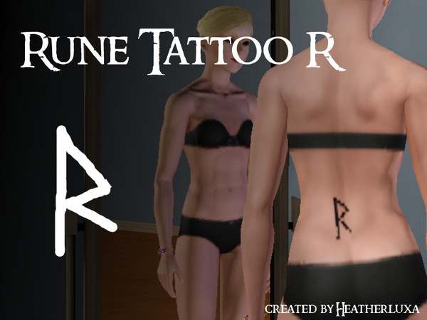 Sims 3 — Rune Tattoo R by Heatherluxa2 — A simple rune tattoo which shows the Rune 'R'.
