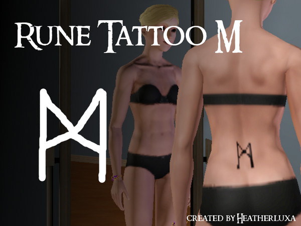 Sims 3 — Rune Tattoo M by Heatherluxa2 — A simple rune tattoo which shows the Rune 'M'.