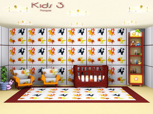 Sims 3 — Kids 3 by Paogae — A funny and cheerful pattern with cartoon animals for the rooms of your kids! Perfect for