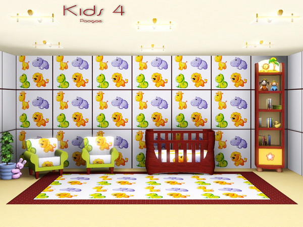 Sims 3 — Kids 4 by Paogae — A funny and cheerful pattern with cartoon animals for the rooms of your kids! Perfect for