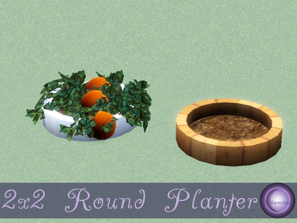 Sims 3 — Rounded Planter 2x2 by D2Diamond — Round Planter for 1 tile, plants 4. Comes in four color options, one texture