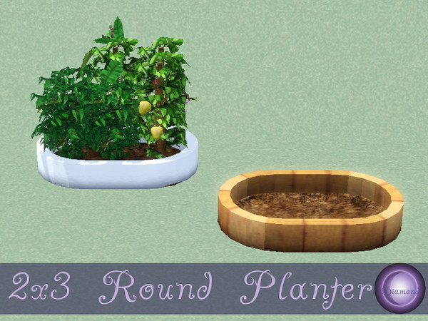 Sims 3 — Rounded Planter 2x3 by D2Diamond — Round Planter for 1x2 tiles, plants 6. Comes in four color options, one