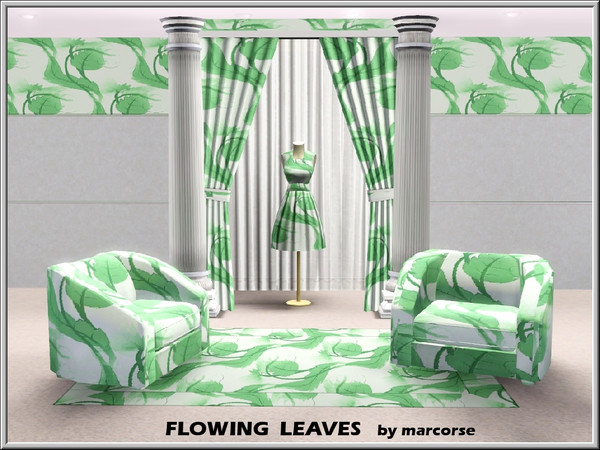 Sims 3 — Flowing Leaves_marcorse by marcorse — Themed pattern: diagonal design of green leaves in a flowing shape
