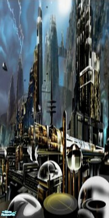 Sims 2 — Space Fantasy Murals - 3B by stephanie_b. — Futuristic City Scape 1 - Right