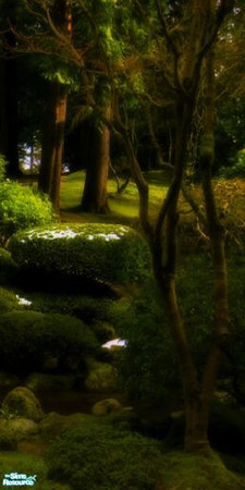 Sims 2 — Space Fantasy Murals - 1C by stephanie_b. — Bridge in the Woods (Right)