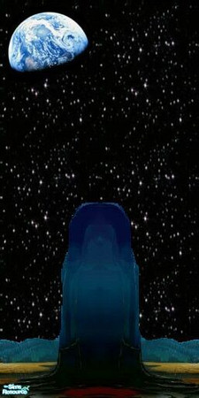 Sims 2 — Atomic Kids Space Room Walls - 18 by stephanie_b. — Space Horizon Landscape and Blue Planet