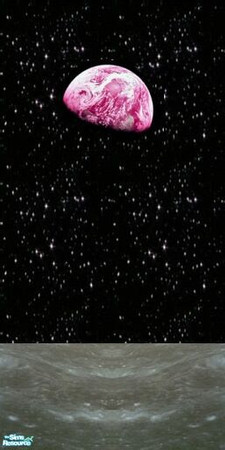 Sims 2 — Atomic Kids Space Room Walls - 10 by stephanie_b. — Moon and Stars in the Sky (Pink Planet)