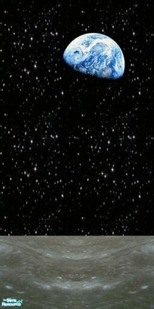 Sims 2 — Atomic Kids Space Room Walls -9 by stephanie_b. — Moon and Stars in the Sky (Blue Planet)