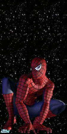 Sims 2 — Atomic Kids Space Room Walls - 2 by stephanie_b. — Space Spiderman Squating