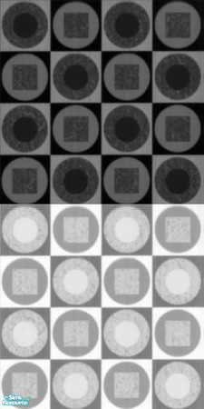 Sims 2 — Atomic Wall Collection (Part 1) - 9 by stephanie_b. — Black and White (with Grey Accents)Geometric Circles and