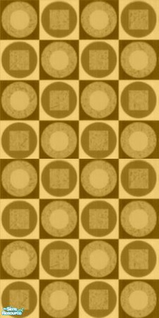 Sims 2 — Atomic Wall Collection (Part 1) - 2 by stephanie_b. — Bronze Yellow Geometric Circles and Squares
