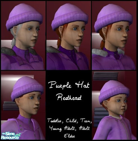 Sims 2 — Purple Outerwear for Females - Red Hair by becboobear — Purple recolors of Outerwear for mothers and daughters