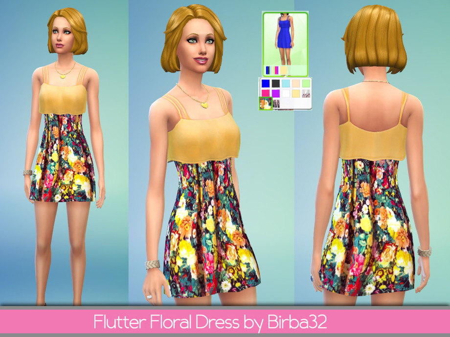 The Sims Resource - Flutter Floral Dress