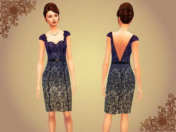 Sims 4 — Lace Dress With Belt _Hope_ by notegain — Lace dress with belt color option: Hope. Do your sim ladies have lots