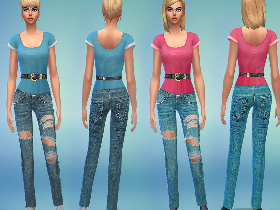 Sims 4 - ShakeProductionsS4-02 by ShakeProductions - Realistic torn jeans w...
