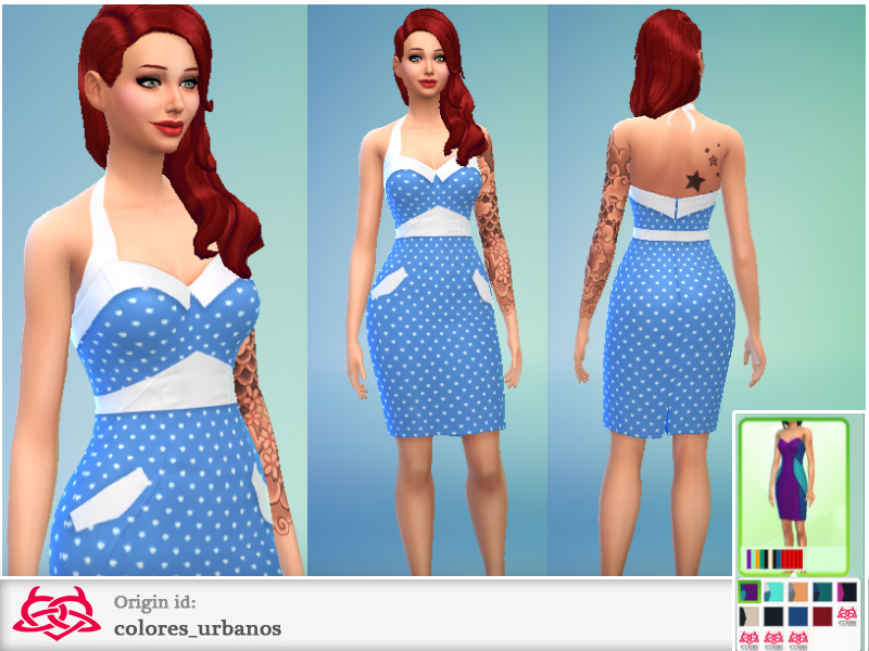 The Sims Resource Set Pin Up Polka Dot Pencil Dress