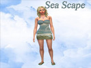 Sims 4 — Sea Scape by JoJo6662 — * Retextured * Beautiful sea scape print on a short strapless dress * For the same
