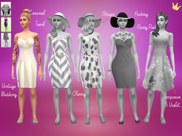 Sims 4 — Vintage Wedding by inabadromance — Part of a set. Recolor of the Panels Dress.