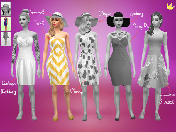 Sims 4 — Twirl Dress by inabadromance — Part of a set. Recolor of the Panels Dress.
