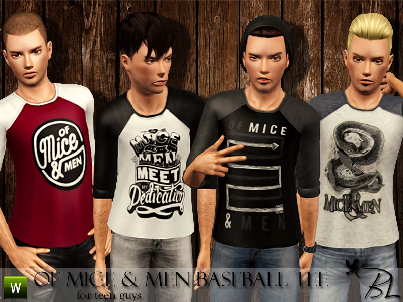 The Sims Resource - Teen Of Mice & Men Baseball Tee