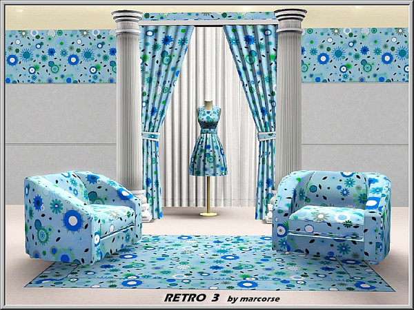 Sims 3 — Retro 3_marcorse by marcorse — Geometric pattern: blue and green geometric retro design