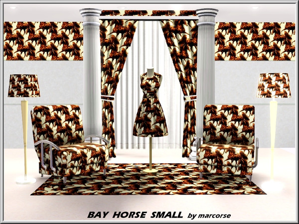Sims 3 — Bay Horse Small_marcorse by marcorse — Themed pattern: blood bay horse in proud pose - small format