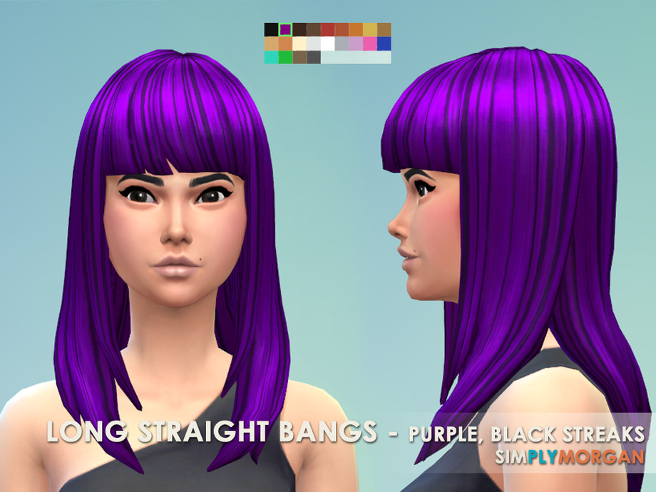 Simplymorgan77 S Purple With Black Streaks Long Straight Bangs Recolor