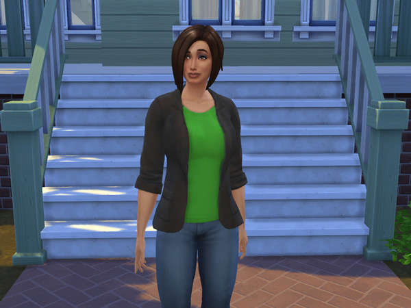 Sims 4 — Female Young Adult Black & Green Blazer by amy_agatha2 — Female Young Adult Black and Green Blazer