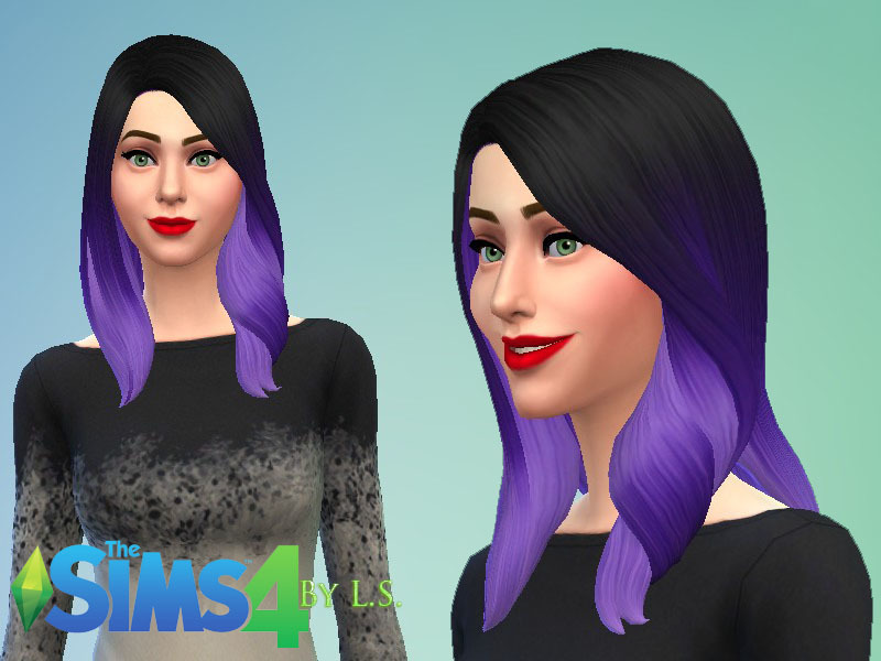 The Sims Resource - Black and Violet Ombre Hair