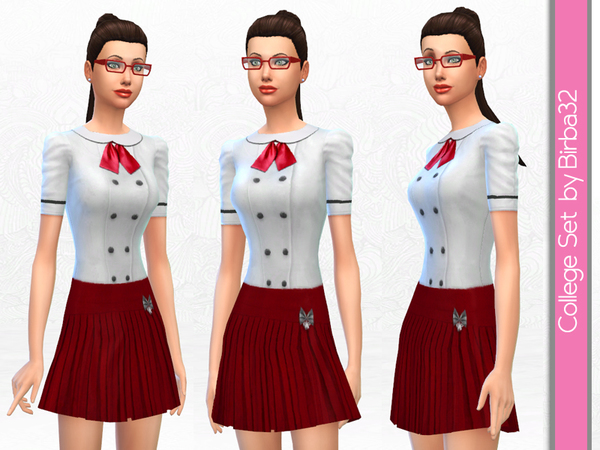 The Sims Resource - College set - Red skirt