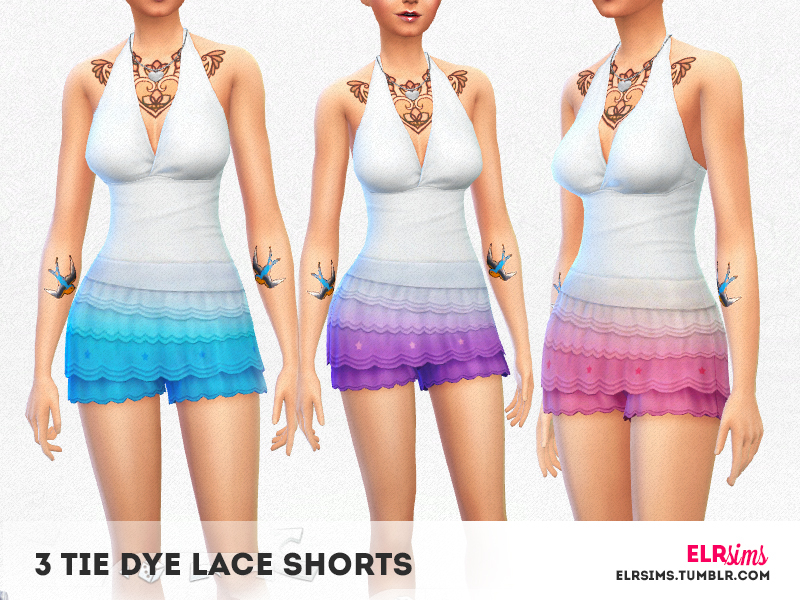 elrsims' [ELR SIMS] 3 Tie dye lace shorts