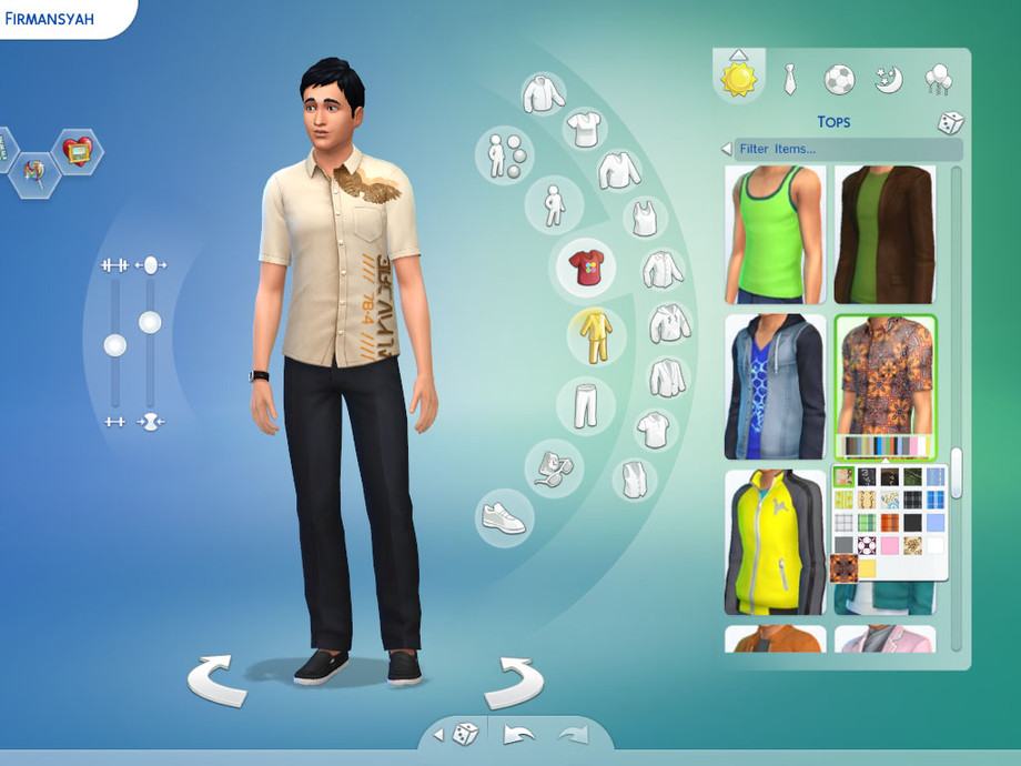 The Sims Resource - Shirt Button Sleeves (Short) Batik 3