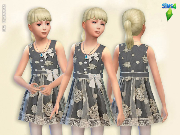 Sims 4 — Tulle Dress with Embroidered Flowers by lillka — Tulle dress with embroidered flowers I hope you like it :)
