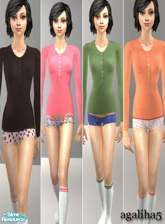 Sims 2 — Teen Henley PJ's  by agaliha5 — A set of pajamas for your teens. These pj's feature a long sleeve henley top