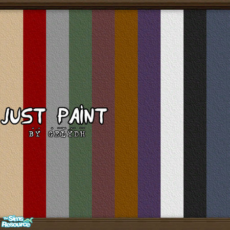 Sims 2 — Just Paint Walls by gelydh — Set of 10 solid-colored walls with dark wood molding. Will be found under 'paint'.