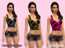 Sims 4 — Camouflage Crop Tops by jedilemma — 3 different coloured camouflage crop tops. Green, grey and pink. This is a
