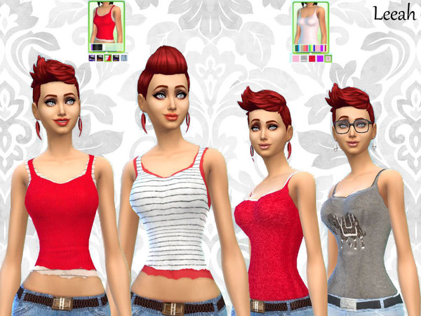 Sims 4 — Top Tanks Punk and Tucked by Leeah — 4 Basics tops , 2 tucked and 2 Sheer Punk